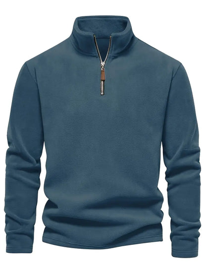 Camisa Henley de lã masculina de outono e inverno - Pulôver com gola alta e meio zíper - Perfeito para clima frio e atividades ao ar livre