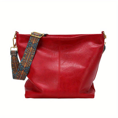 Bolsa Hobo com Alça Geométrica - Grande Capacidade, Retro Crossbody