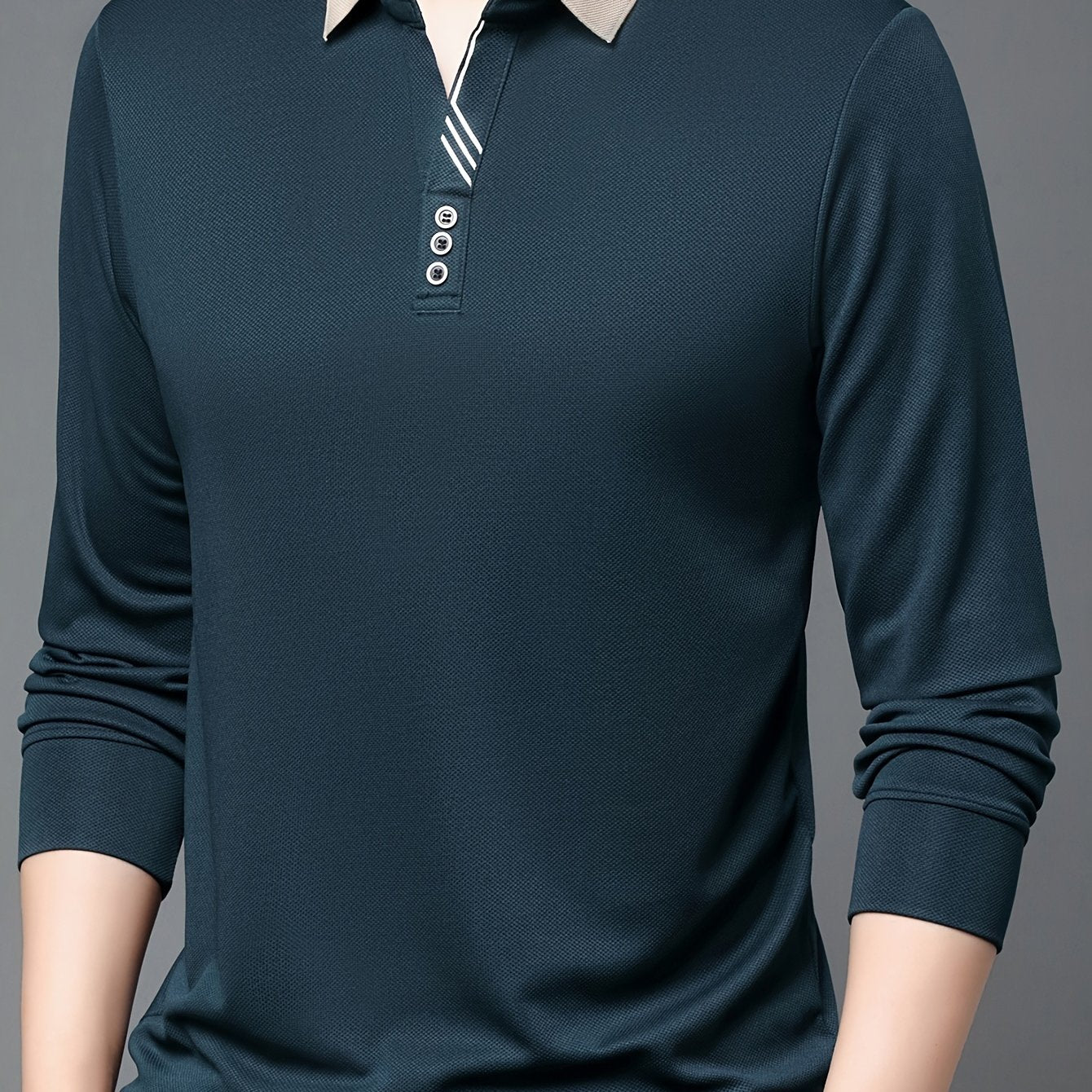 Camisa de manga comprida elástica leve masculina para golfe e uso casual