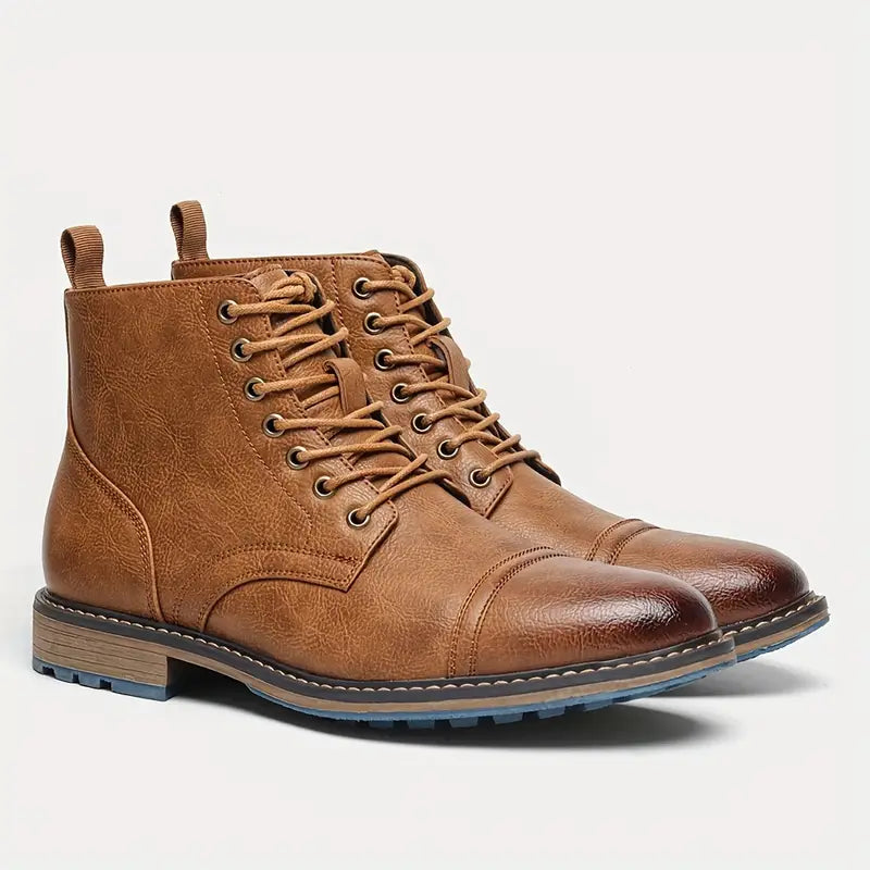 Herren Oxford-Stiefel mit Kappe, Stiefeletten, formelle Kleidung, Outdoor-Schuhe für Party, Büro, Hochzeit