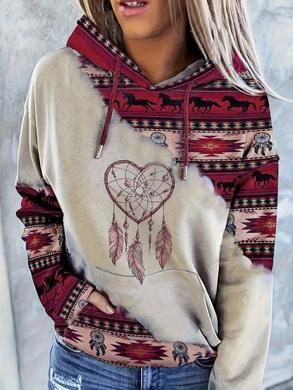 Bohemian Dreamcatcher Hoodie, Round Neck, All Seasons.