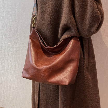 Bolsa Hobo com Alça Geométrica - Grande Capacidade, Retro Crossbody