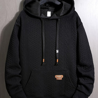 Men's Solid Polyester Hoodie, Long Sleeve, Sports Style