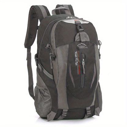 Universal Fit Nylon Hiking Backpack - 7.93-10.57gal Capacity, Non-Waterproof, Zip Closure, Alphabet Pattern, Sports Style for Climbing & Outdoor Activities