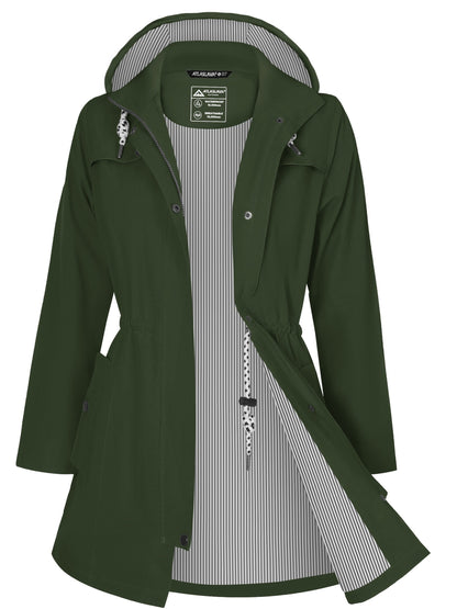 Women'S Lightweight Waterproof Rain Jacket with Hood - Casual Long Sleeve Windbreaker, Lightweight Trench Coat for Outdoor Use, Hooded Windbreaker