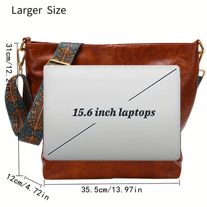 Bolsa Hobo com Alça Geométrica - Grande Capacidade, Retro Crossbody