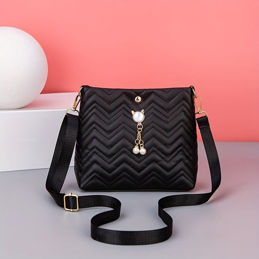 Bolsa Bucket Wave Quilted - Mini Crossbody, Bolsa de Ombro da Moda