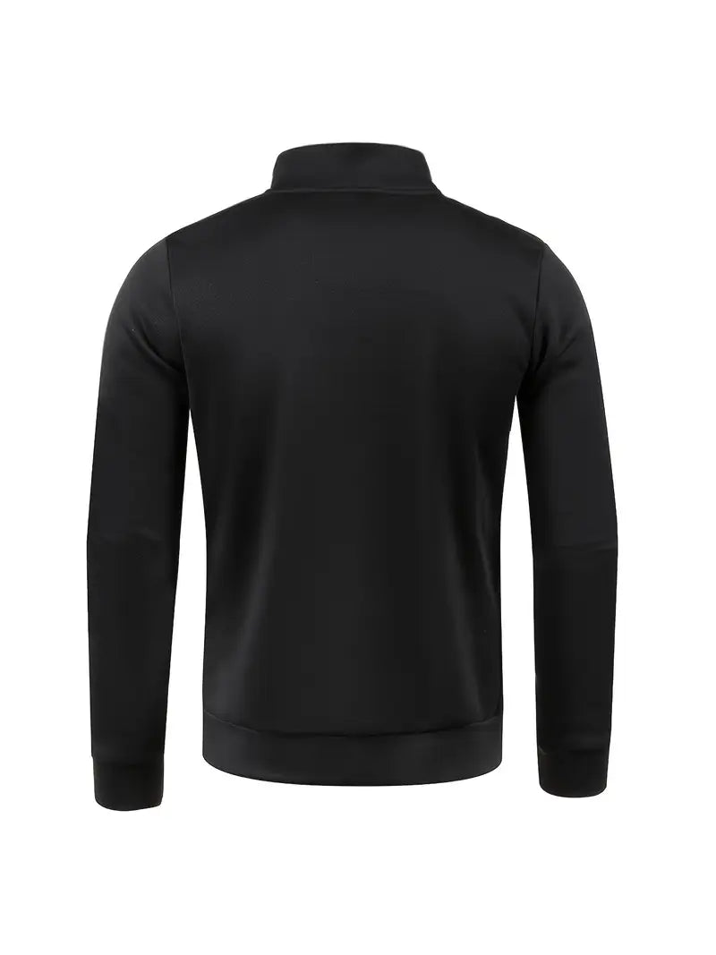 Moletom masculino com forro de lã e meio zíper - Pulôver quente e casual para outono e inverno