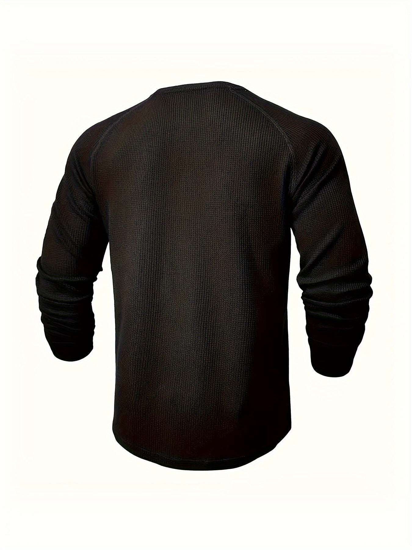 Camisa Henley Masculina Sólida, Manga Longa, Gola Redonda, Meio Botão