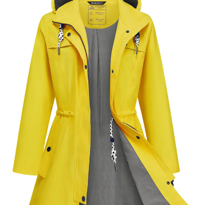Women'S Lightweight Waterproof Rain Jacket with Hood - Casual Long Sleeve Windbreaker, Lightweight Trench Coat for Outdoor Use, Hooded Windbreaker