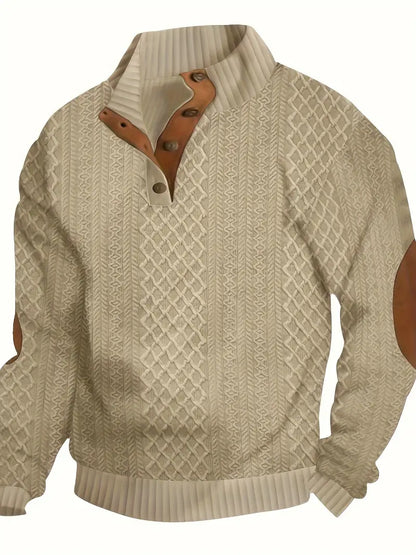Lässiger Jacquard-Strickpullover mit Stehkragen für Herren