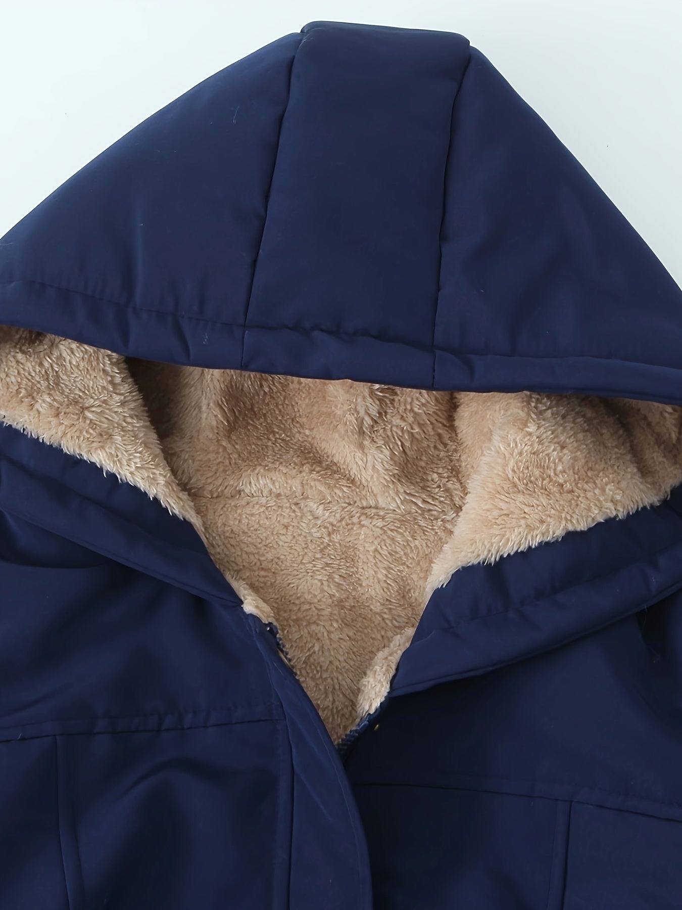 Women's Hooded Midi Coat, Padded, Drawstring Detail