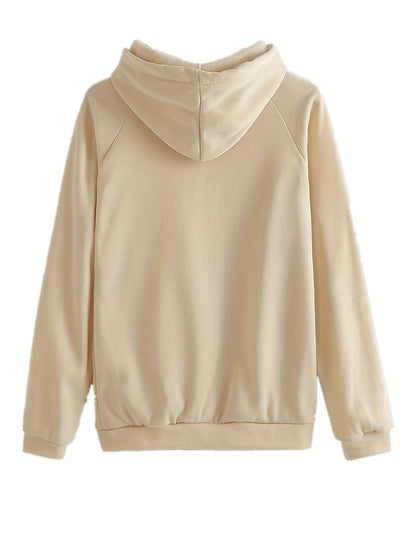 Solid Two-piece Set, Hoodie & Drawstring Pants