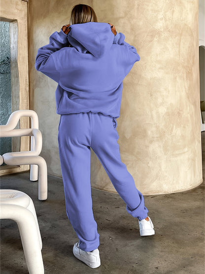 Letter Print Casual Two-piece Set, Hooded Top & Jogger Pants