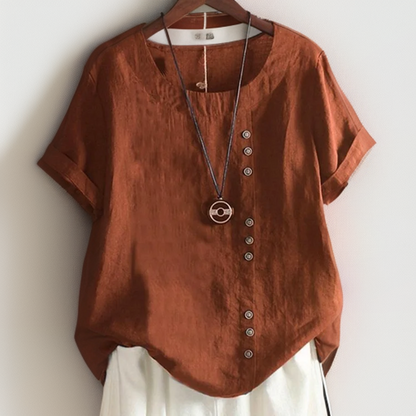 Zoe™ - Camiseta confortável com detalhe de botão