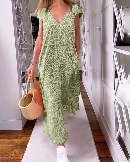 Madison™ - Vestido longo com decote em V estampado, confortável e estiloso