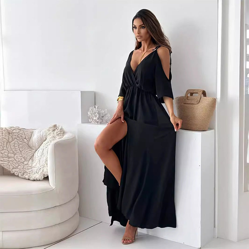 Avery™ - Vestido elegante e atraente com decote em V e fenda lateral
