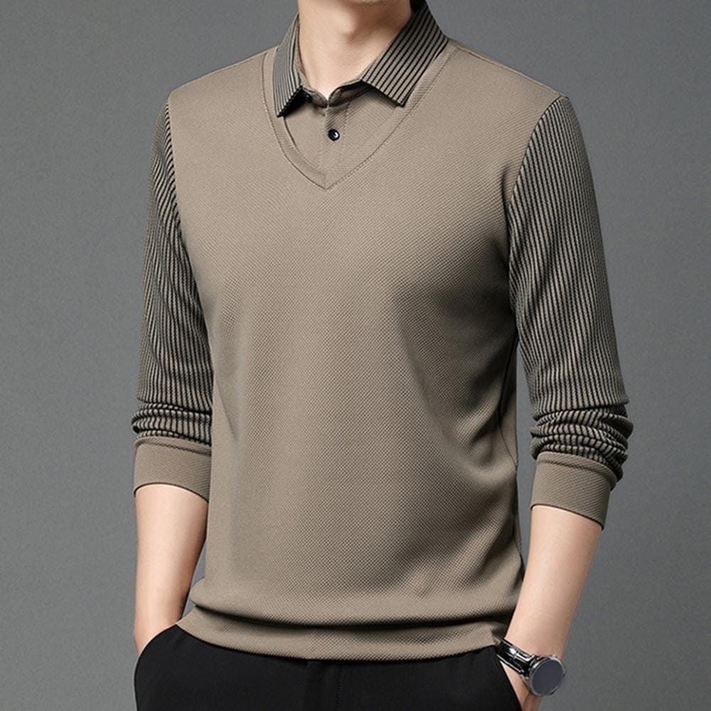 Julian™ - Camisa elegante de duas peças com gola listrada