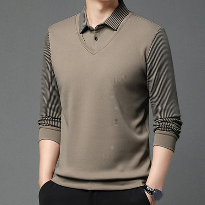 Julian™ - Camisa elegante de duas peças com gola listrada