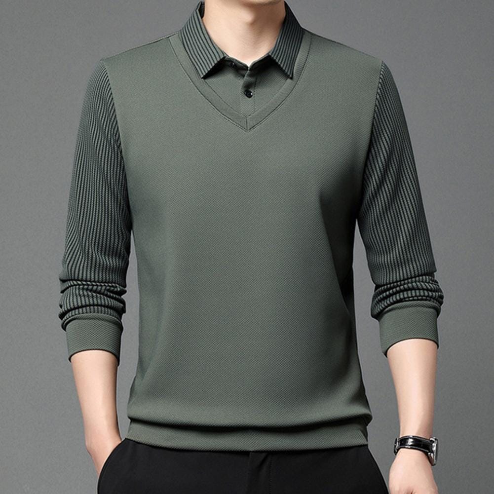 Julian™ - Camisa elegante de duas peças com gola listrada