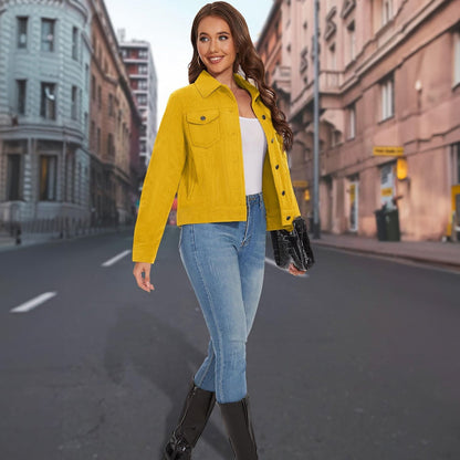 Women's Casual Corduroy Jackets Soft Warm Button Down Shacket Jacket Long Sleeve Fall Outerwear with Pockets