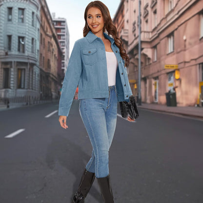 Women's Casual Corduroy Jackets Soft Warm Button Down Shacket Jacket Long Sleeve Fall Outerwear with Pockets