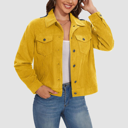 Women's Casual Corduroy Jackets Soft Warm Button Down Shacket Jacket Long Sleeve Fall Outerwear with Pockets