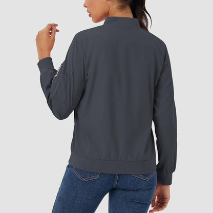 Women's Lightweight Bomber Jacket | 5-Pocket Zip-Up Windbreaker