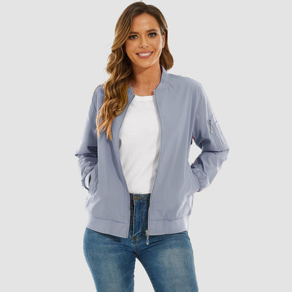 Women's Lightweight Bomber Jacket | 5-Pocket Zip-Up Windbreaker