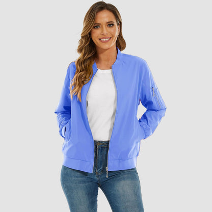 Women's Lightweight Bomber Jacket | 5-Pocket Zip-Up Windbreaker