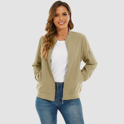 Women's Lightweight Bomber Jacket | 5-Pocket Zip-Up Windbreaker