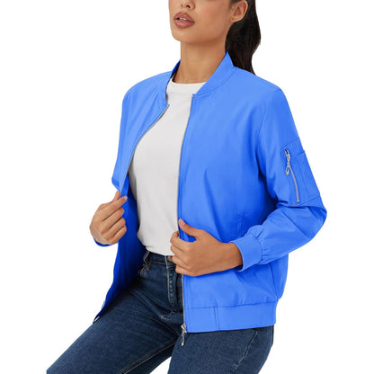 Women's Lightweight Bomber Jacket | 5-Pocket Zip-Up Windbreaker