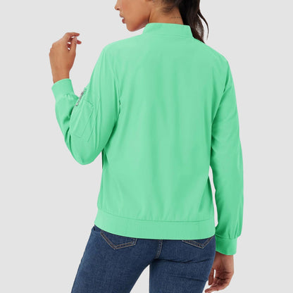 Women's Lightweight Bomber Jacket | 5-Pocket Zip-Up Windbreaker