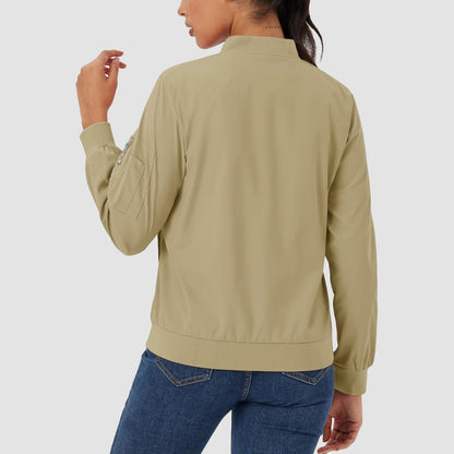 Women's Lightweight Bomber Jacket | 5-Pocket Zip-Up Windbreaker