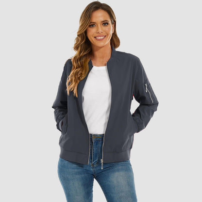 Women's Lightweight Bomber Jacket | 5-Pocket Zip-Up Windbreaker