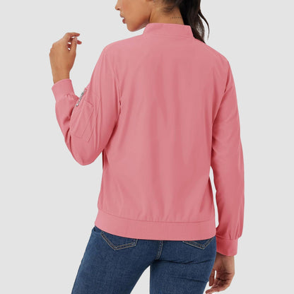 Women's Lightweight Bomber Jacket | 5-Pocket Zip-Up Windbreaker