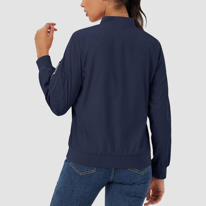 Women's Lightweight Bomber Jacket | 5-Pocket Zip-Up Windbreaker
