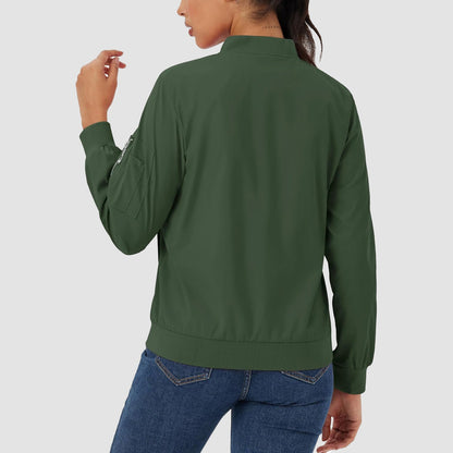 Women's Lightweight Bomber Jacket | 5-Pocket Zip-Up Windbreaker