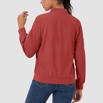 Women's Lightweight Bomber Jacket | 5-Pocket Zip-Up Windbreaker