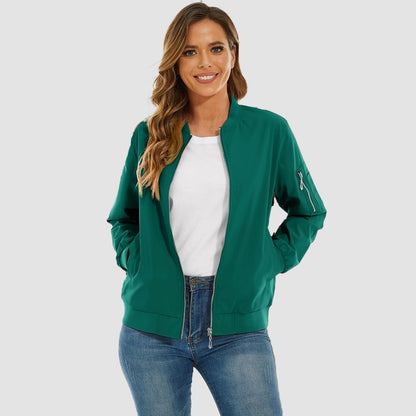 Women's Lightweight Bomber Jacket | 5-Pocket Zip-Up Windbreaker