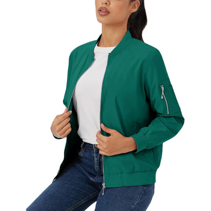 Women's Lightweight Bomber Jacket | 5-Pocket Zip-Up Windbreaker