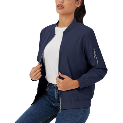 Women's Lightweight Bomber Jacket | 5-Pocket Zip-Up Windbreaker