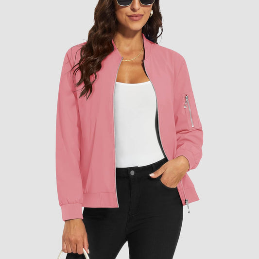 Women's Lightweight Bomber Jacket | 5-Pocket Zip-Up Windbreaker