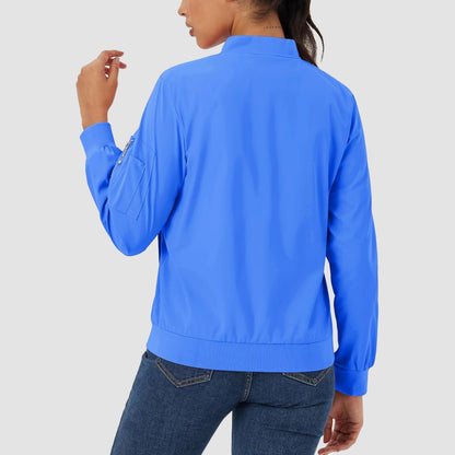 Women's Lightweight Bomber Jacket | 5-Pocket Zip-Up Windbreaker