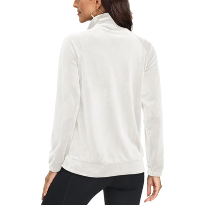 Women's Velour Jackets Full Zip Up Fleece Jacket With Zipper Pockets Soft Winter Jackets
