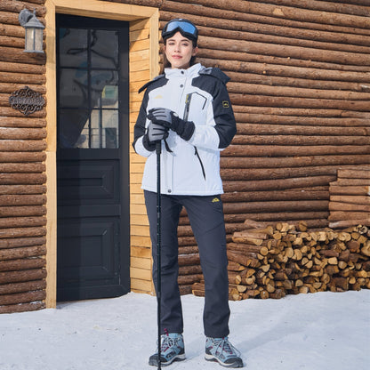 Women's Water-Resistant Fleece Ski Jacket with 4 Pockets - Warm Parka