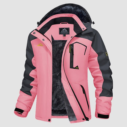 Women's Water-Resistant Fleece Ski Jacket with 4 Pockets - Warm Parka