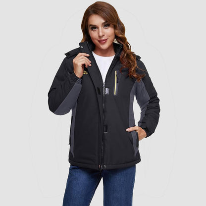 Warm Women's Waterproof Fleece Lined Ski Jacket with Hood – Perfect for Winter Activities
